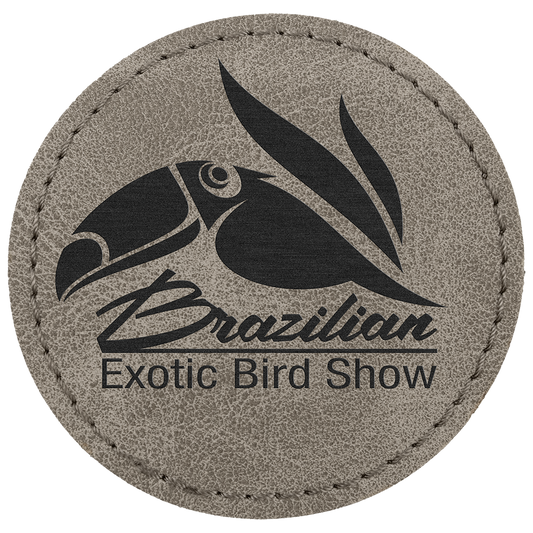 2.5" x 2.5" Gray Round Leatherette Patch with Pro Premier – item PTH372