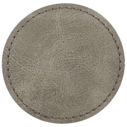 2.5" x 2.5" Gray Round Leatherette Patch with Pro Premier – item PTH372 image 2