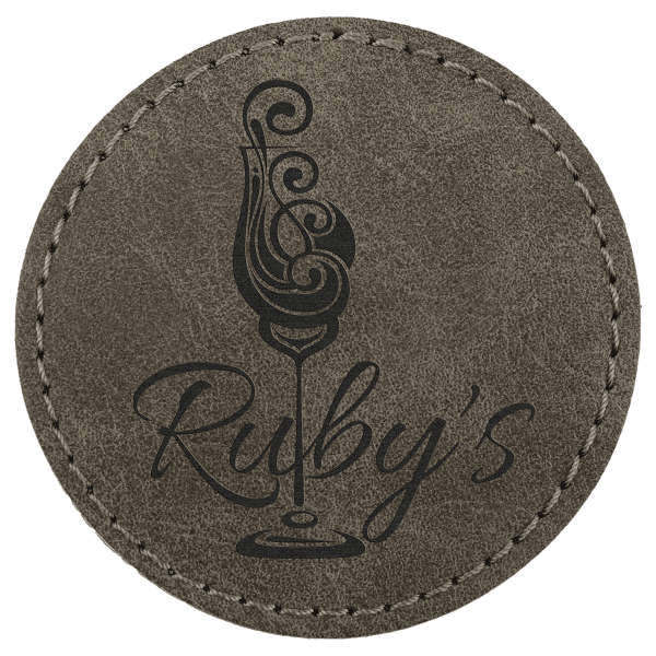 2.5" x 2.5" Dark Gray Round Leatherette Patch Premier – item PTH373 image 3