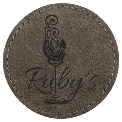 2.5" x 2.5" Dark Gray Round Leatherette Patch Premier – item PTH373 image 3