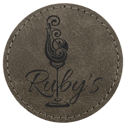 2.5" x 2.5" Dark Gray Round Leatherette Patch Premier – item PTH373
