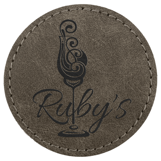 2.5" x 2.5" Dark Gray Round Leatherette Patch Premier – item PTH373