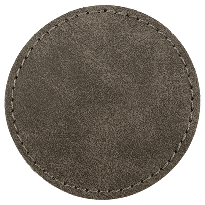 2.5" x 2.5" Dark Gray Round Leatherette Patch Premier – item PTH373 image 2
