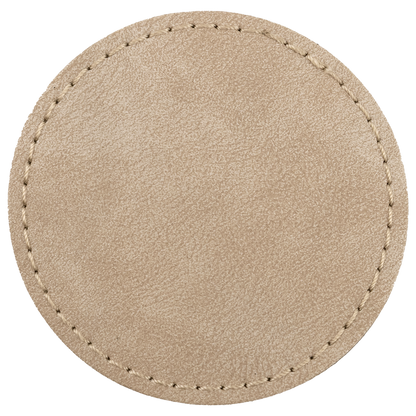 2.5" x 2.5" Light Tan Round Leatherette Patch Premier – item PTH374 image 2