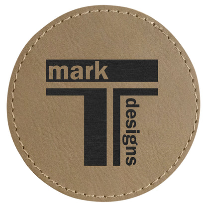 3" x 3" Light Brown Round Leatherette Patch with Adhesive – item PTH401 image 2