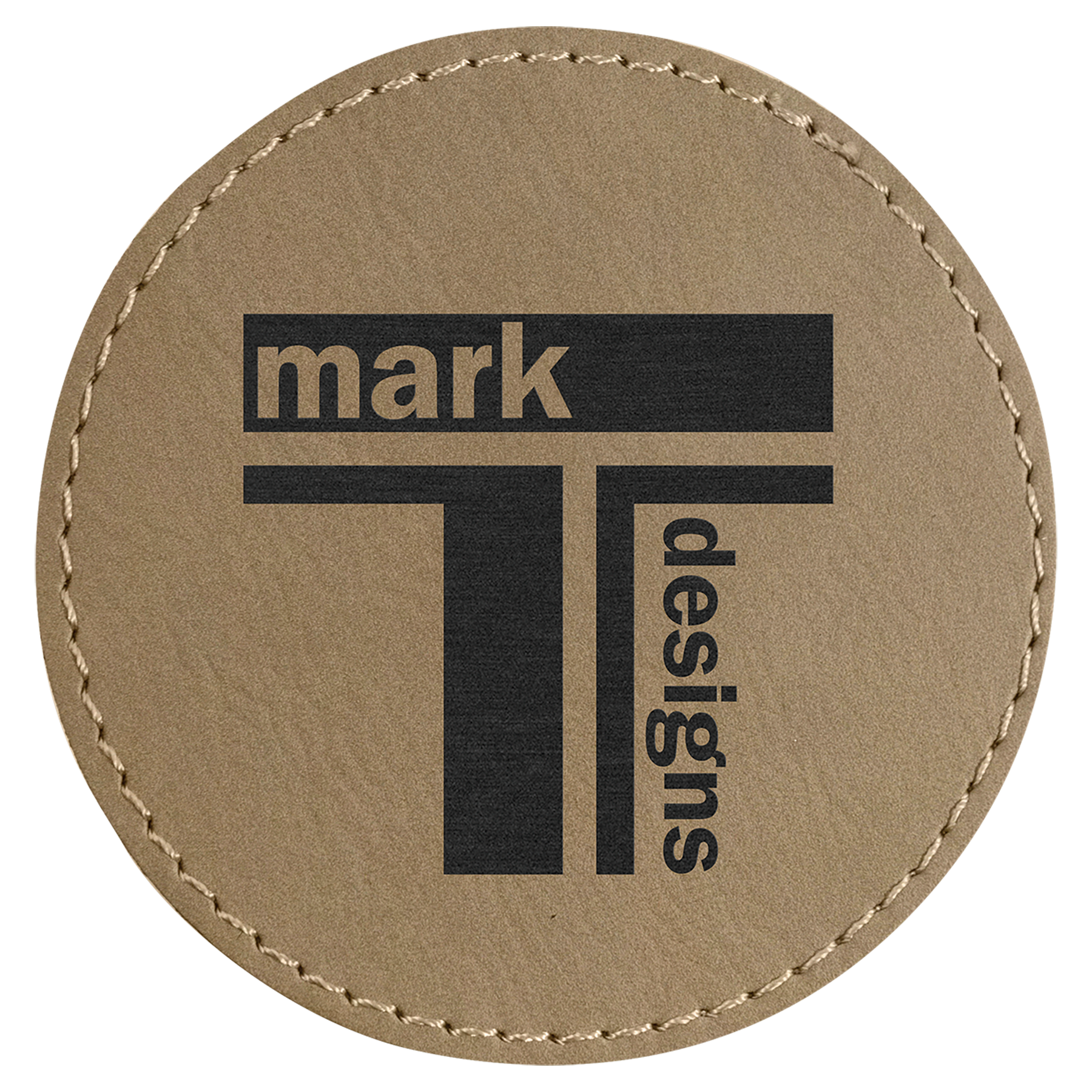 3" x 3" Light Brown Round Leatherette Patch with Adhesive – item PTH401