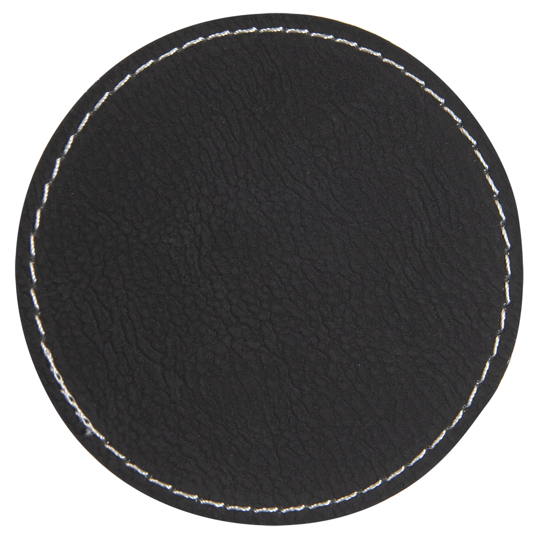 3" x 3" Black/Silver Round Leatherette Patch with Adhesive – item PTH403 image 3