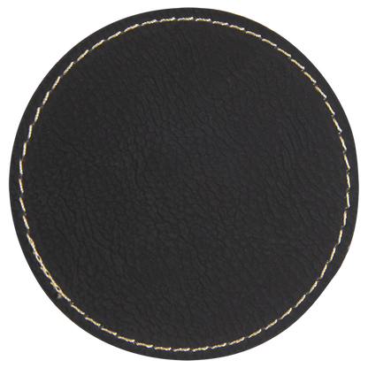 3" x 3" /Gold Round Leatherette Patch with Adhesive – item PTH406 image 2