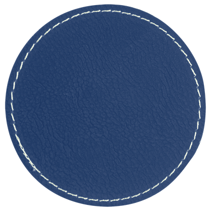 3" x 3" Blue/Silver Round Leatherette Patch with Adhesive – item PTH409 image 2