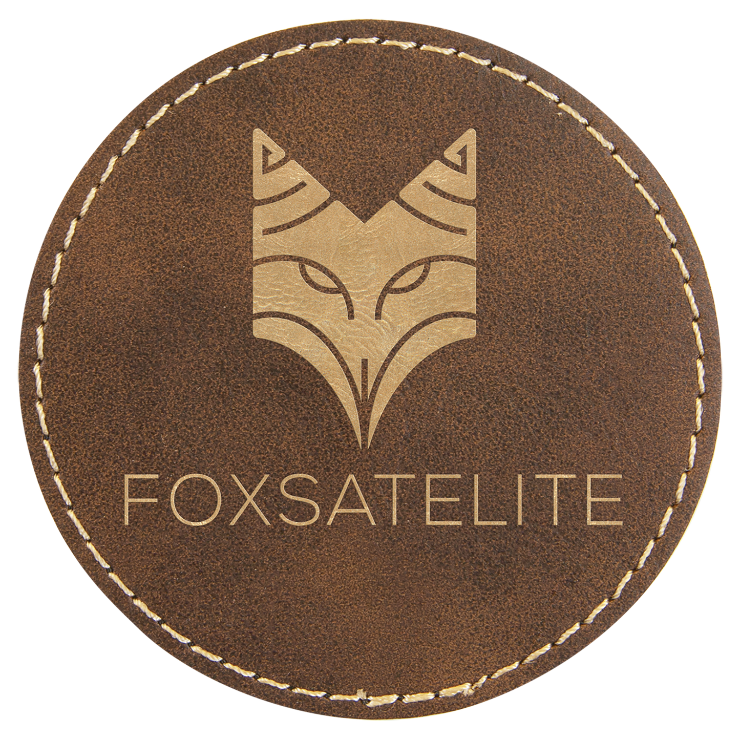 3" x 3" /Gold Round Leatherette Patch with Adhesive – item PTH410