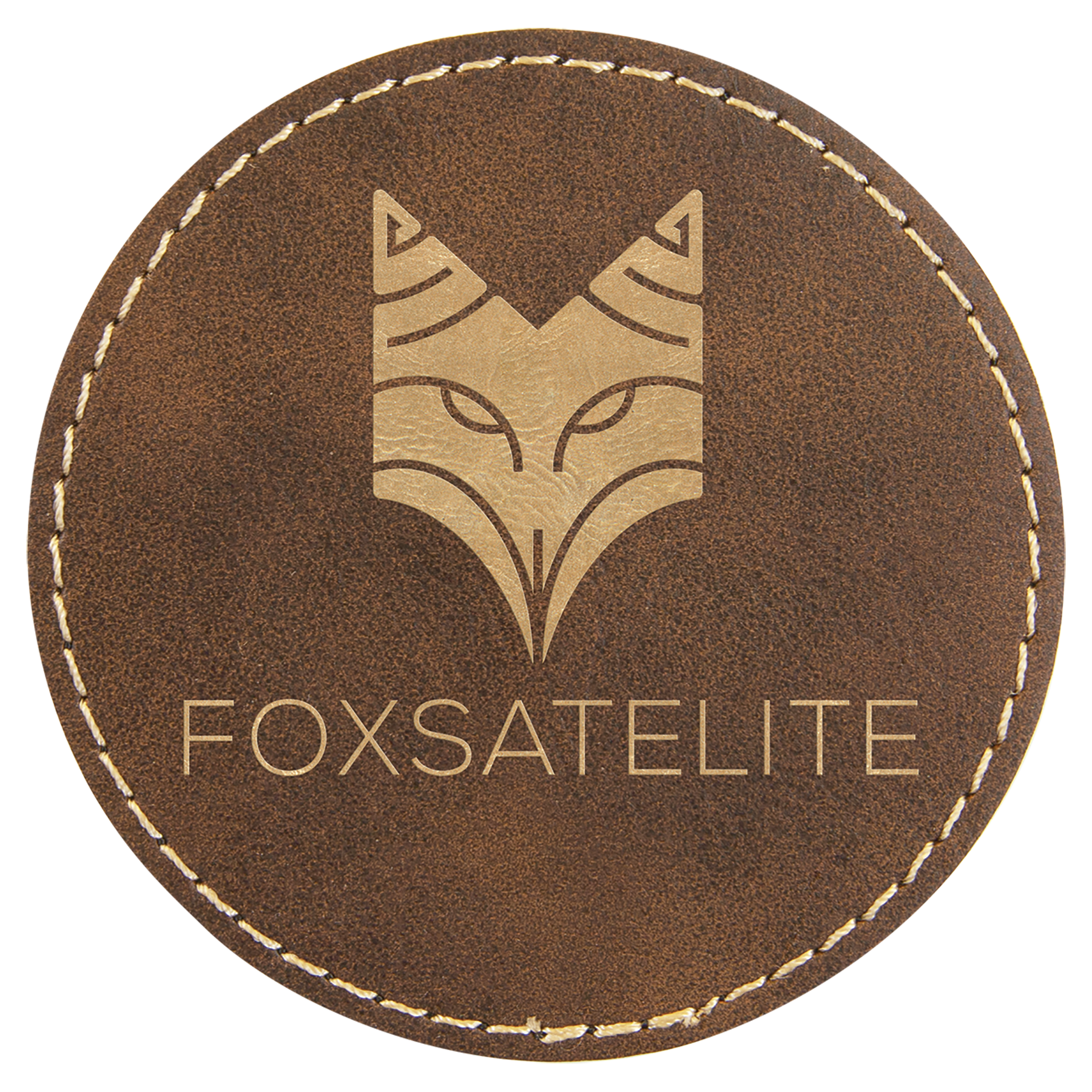 3" x 3" /Gold Round Leatherette Patch with Adhesive – item PTH410