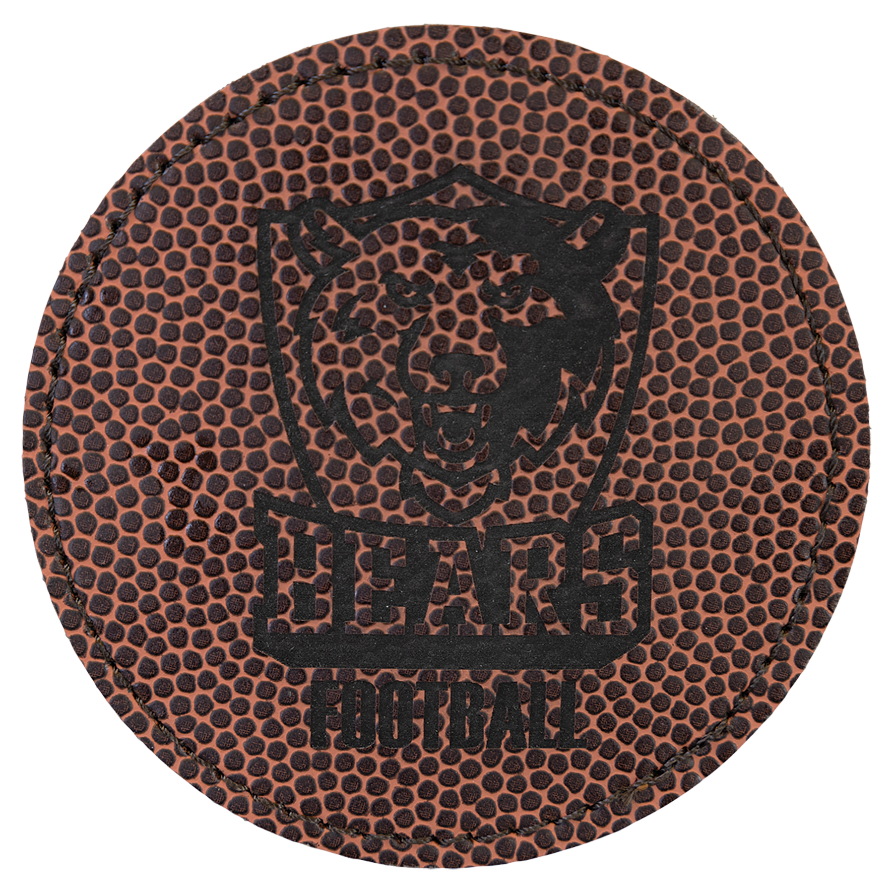 3" x 3" Football Round Leatherette Patch with Adhesive – item PTH415