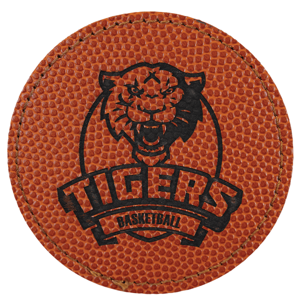 3" x 3" Basketball Round Leatherette Patch with Adhesive – item PTH416 image 3