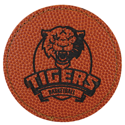 3" x 3" Basketball Round Leatherette Patch with Adhesive – item PTH416