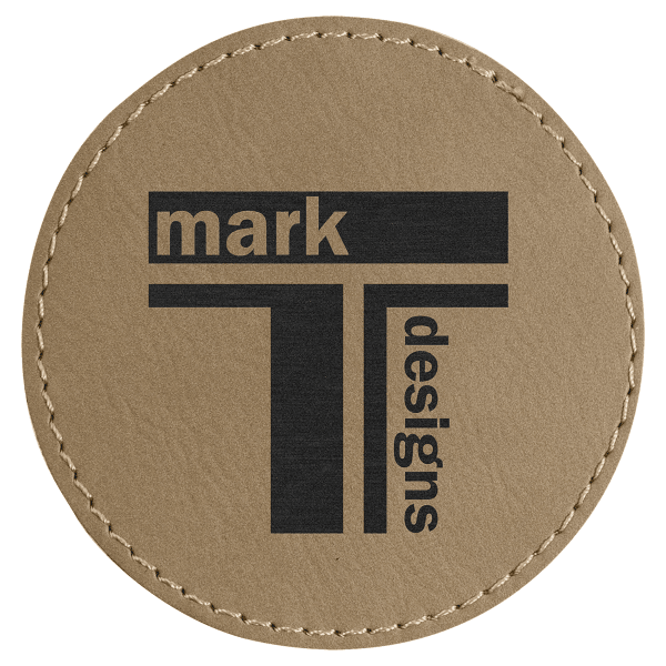 3" x 3" Light Brown Round Leatherette Patch with Kota Pro – item PTH451 image 3
