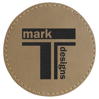 3" x 3" Light Brown Round Leatherette Patch with Kota Pro – item PTH451