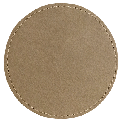 3" x 3" Light Brown Round Leatherette Patch with Kota Pro – item PTH451 image 2