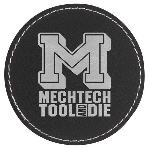 3" x 3" Black/Silver Round Leatherette Patch with Kota Pro – item PTH453 image 3