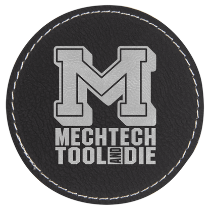 3" x 3" Black/Silver Round Leatherette Patch with Kota Pro – item PTH453 image 3
