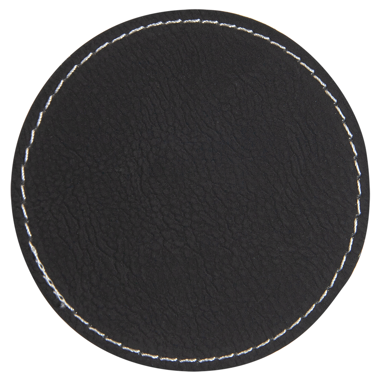 3" x 3" Black/Silver Round Leatherette Patch with Kota Pro – item PTH453 image 2