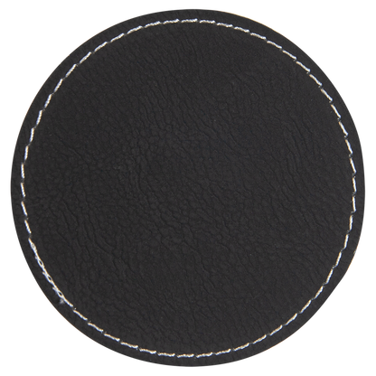 3" x 3" Black/Silver Round Leatherette Patch with Kota Pro – item PTH453 image 2