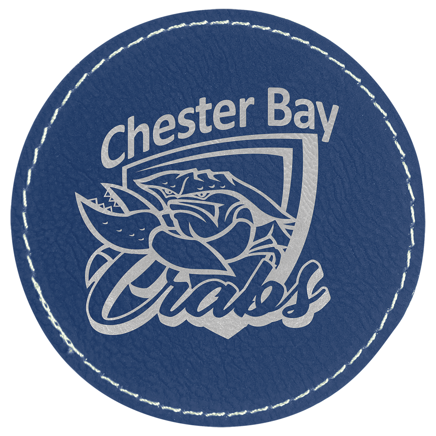 3" x 3" Blue/Silver Round Leatherette Patch with Kota Pro – item PTH459