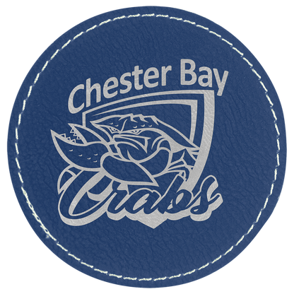 3" x 3" Blue/Silver Round Leatherette Patch with Kota Pro – item PTH459