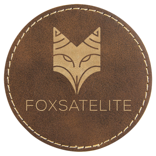 3" x 3" Rustic/Gold Round Leatherette Patch with Kota Pro – item PTH460