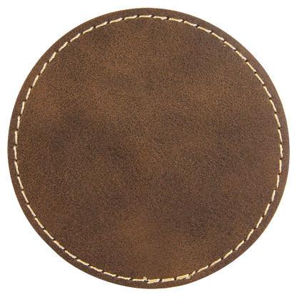 3" x 3" Rustic/Gold Round Leatherette Patch with Kota Pro – item PTH460 image 2
