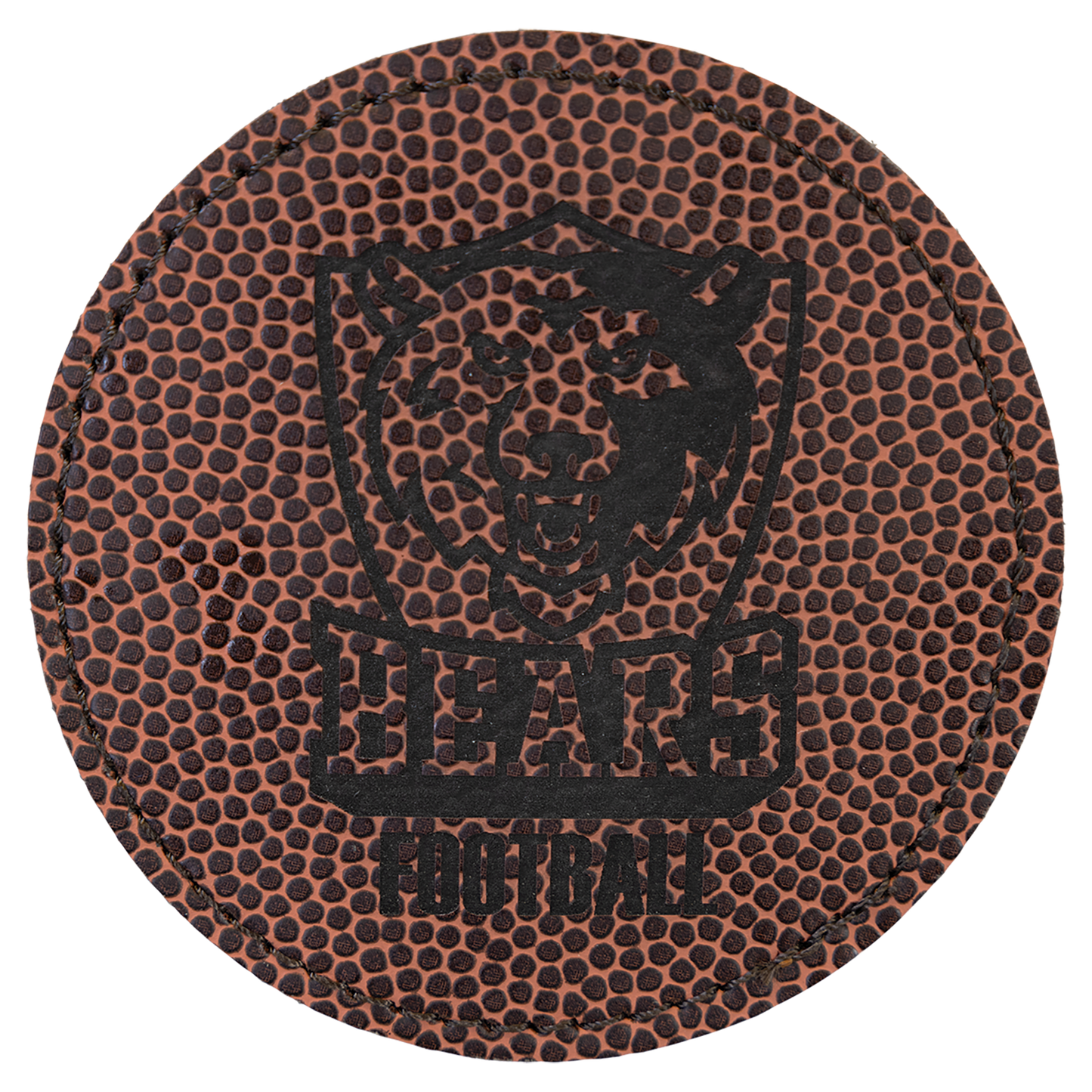 3" x 3" Football Round Leatherette Patch with Pro Adhesive – item PTH465