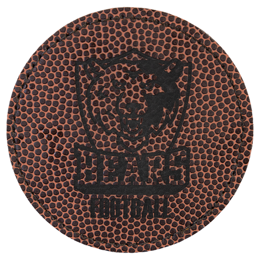 3" x 3" Football Round Leatherette Patch with Pro Adhesive – item PTH465