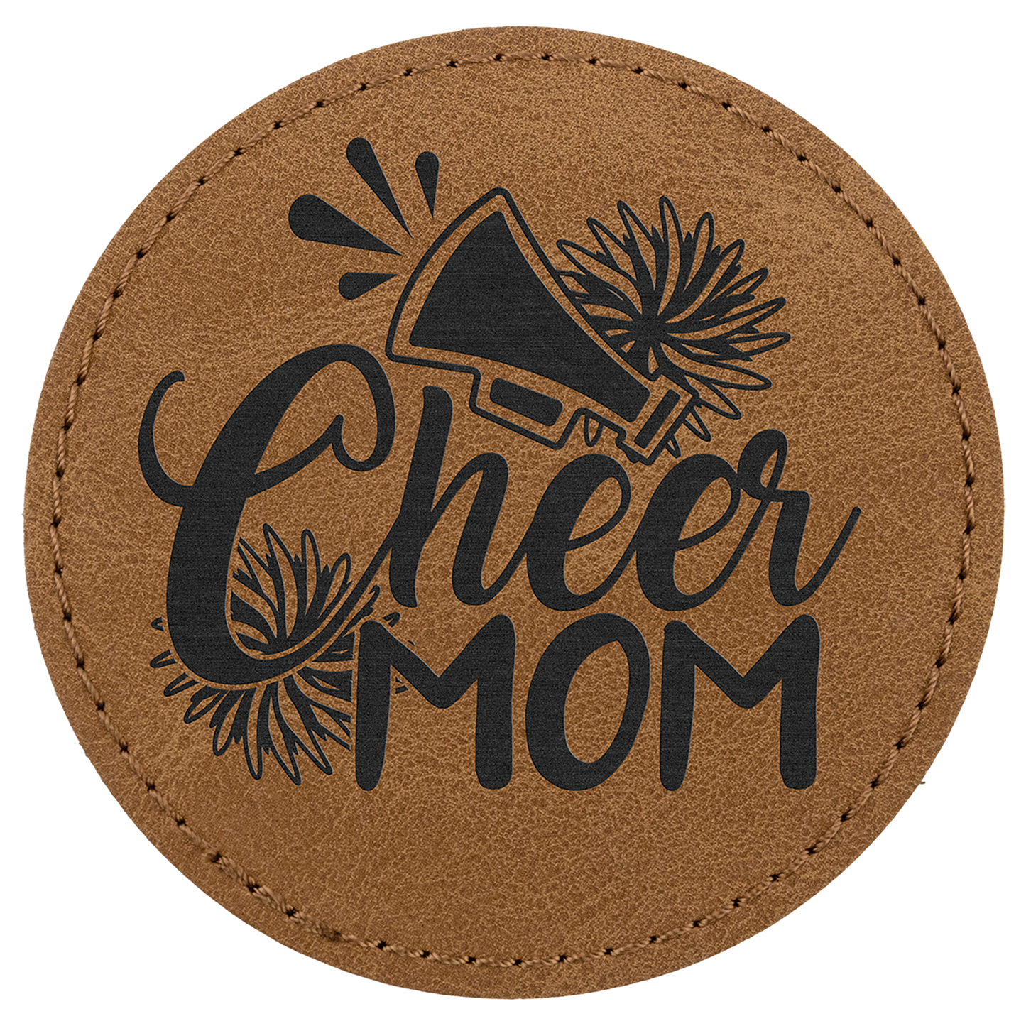 3" x 3" Medium Brown Round Leatherette Patch Premier – item PTH468