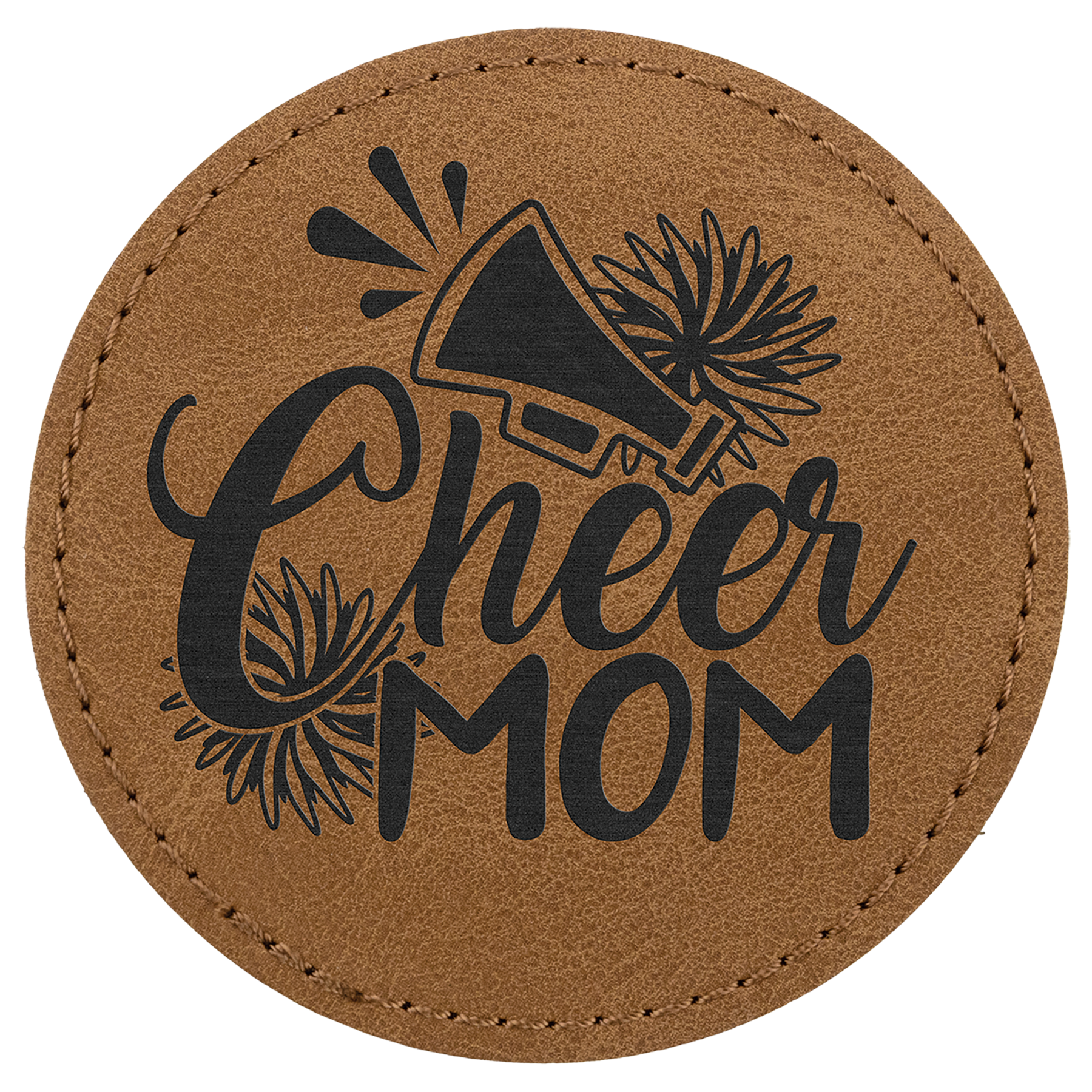 3" x 3" Medium Brown Round Leatherette Patch Premier – item PTH468