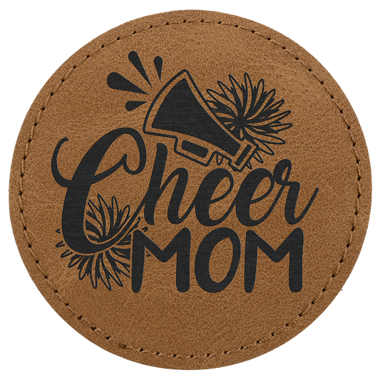 3" x 3" Medium Brown Round Leatherette Patch Premier – item PTH468