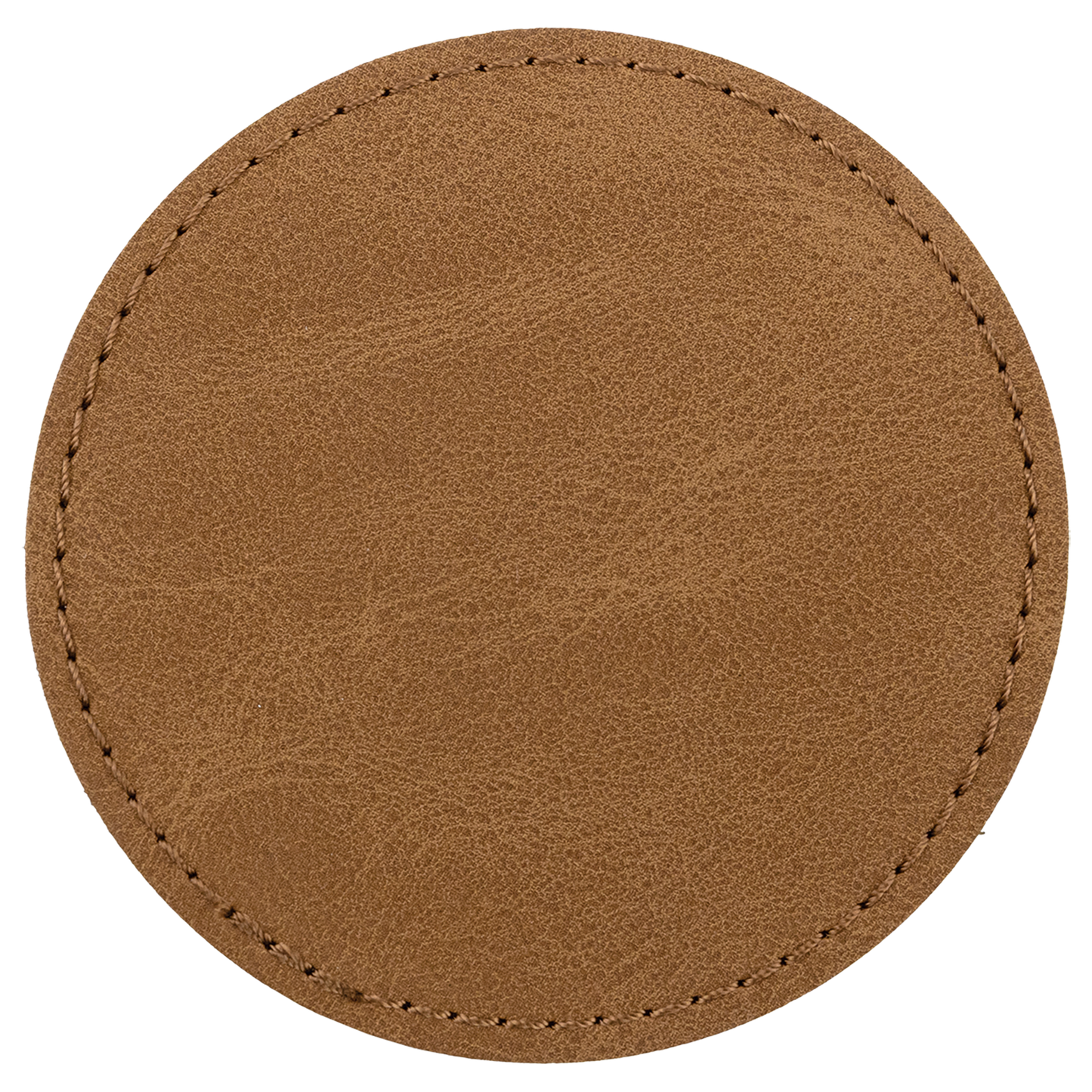 3" x 3" Medium Brown Round Leatherette Patch Premier – item PTH468 image 2