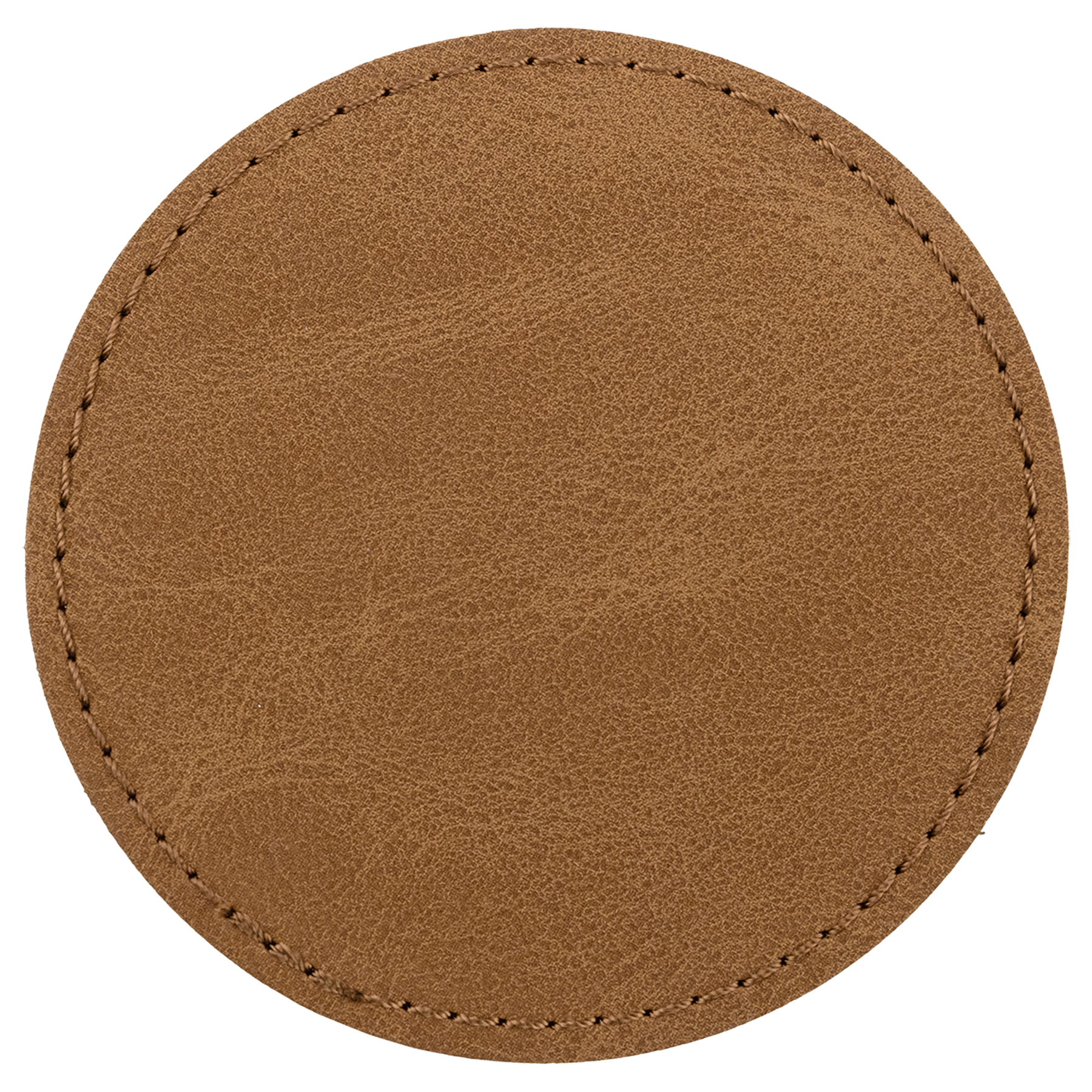 3" x 3" Medium Brown Round Leatherette Patch Premier – item PTH468 image 2