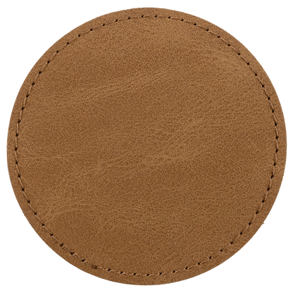 3" x 3" Medium Brown Round Leatherette Patch Premier – item PTH468 image 2