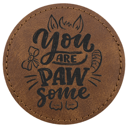 3" x 3" Dark Brown Round Leatherette Patch with Pro Premier – item PTH469