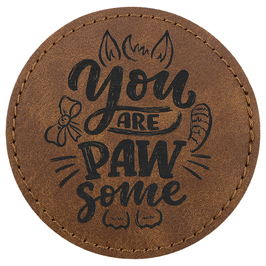 3" x 3" Dark Brown Round Leatherette Patch with Pro Premier – item PTH469