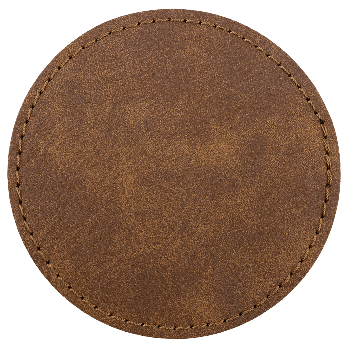 3" x 3" Dark Brown Round Leatherette Patch with Pro Premier – item PTH469 image 2