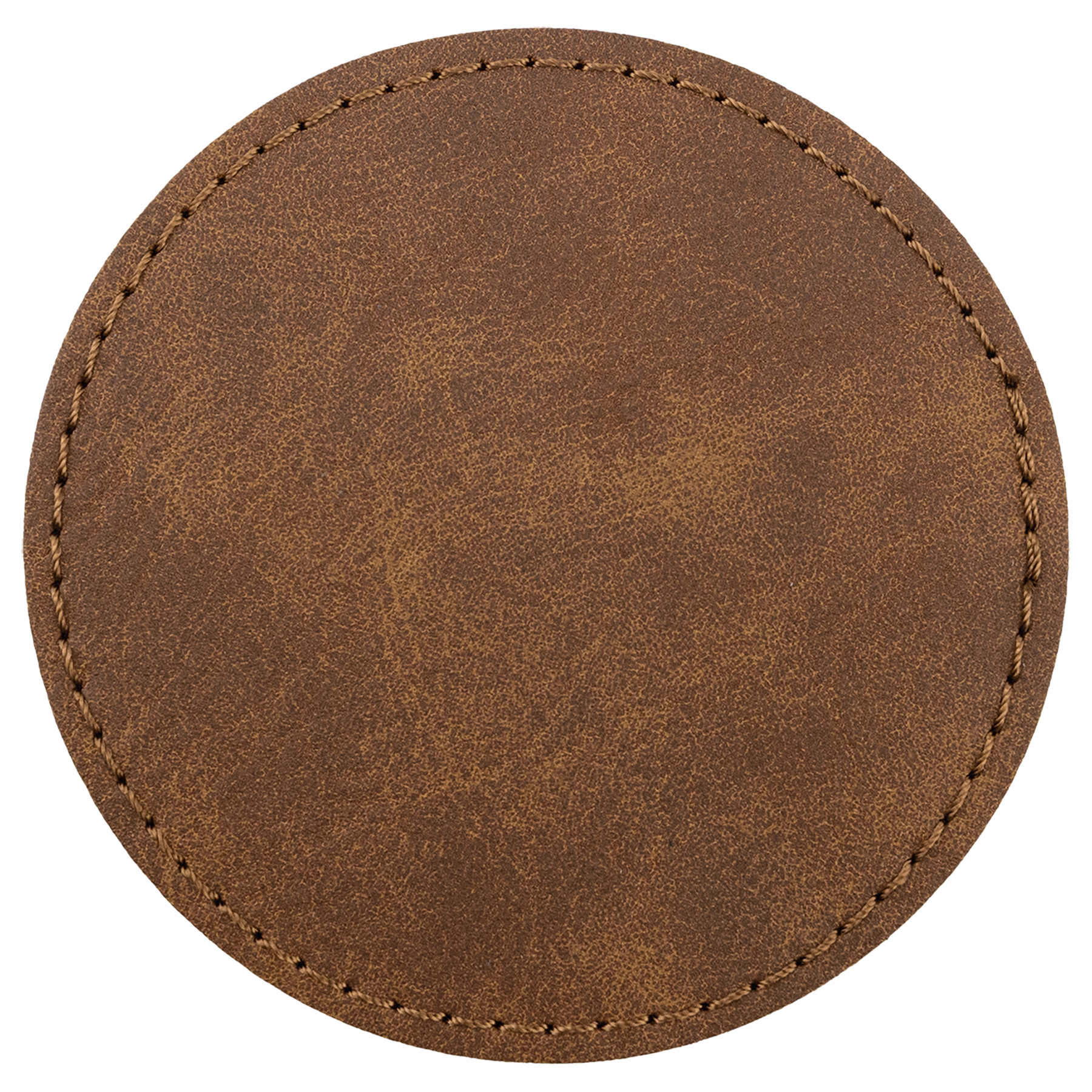 3" x 3" Dark Brown Round Leatherette Patch with Pro Premier – item PTH469 image 2
