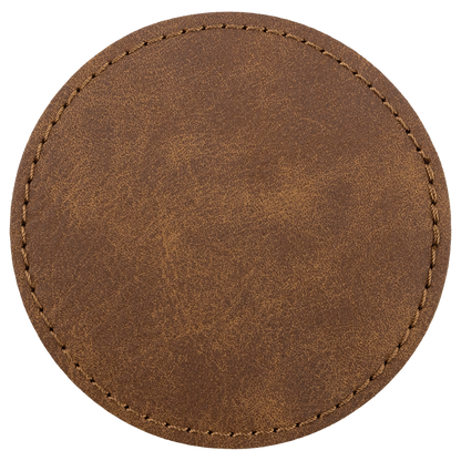 3" x 3" Dark Brown Round Leatherette Patch with Pro Premier – item PTH469 image 2