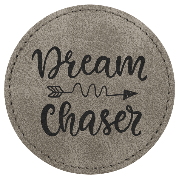 3" x 3" Gray Round Leatherette Patch with Kota Pro Premier – item PTH472 image 3