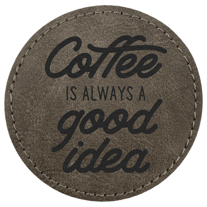 3" x 3" Dark Gray Round Leatherette Patch with Pro Premier – item PTH473