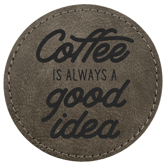3" x 3" Dark Gray Round Leatherette Patch with Pro Premier – item PTH473