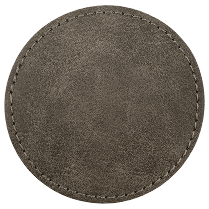 3" x 3" Dark Gray Round Leatherette Patch with Pro Premier – item PTH473 image 2
