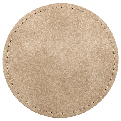 3" x 3" Light Tan Round Leatherette Patch with Pro Premier – item PTH474 image 2