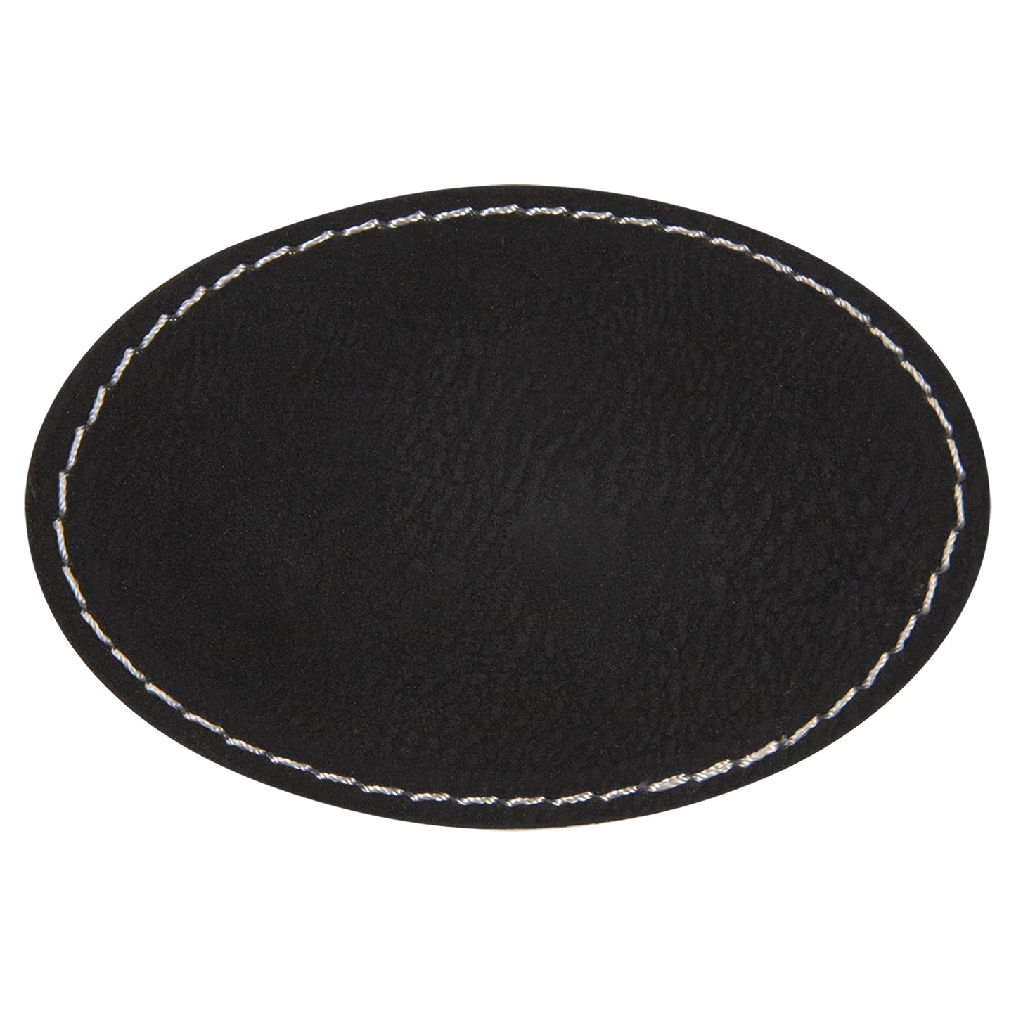 3" x 2" Black/Silver Oval Leatherette Patch with Adhesive – item PTH503 image 3