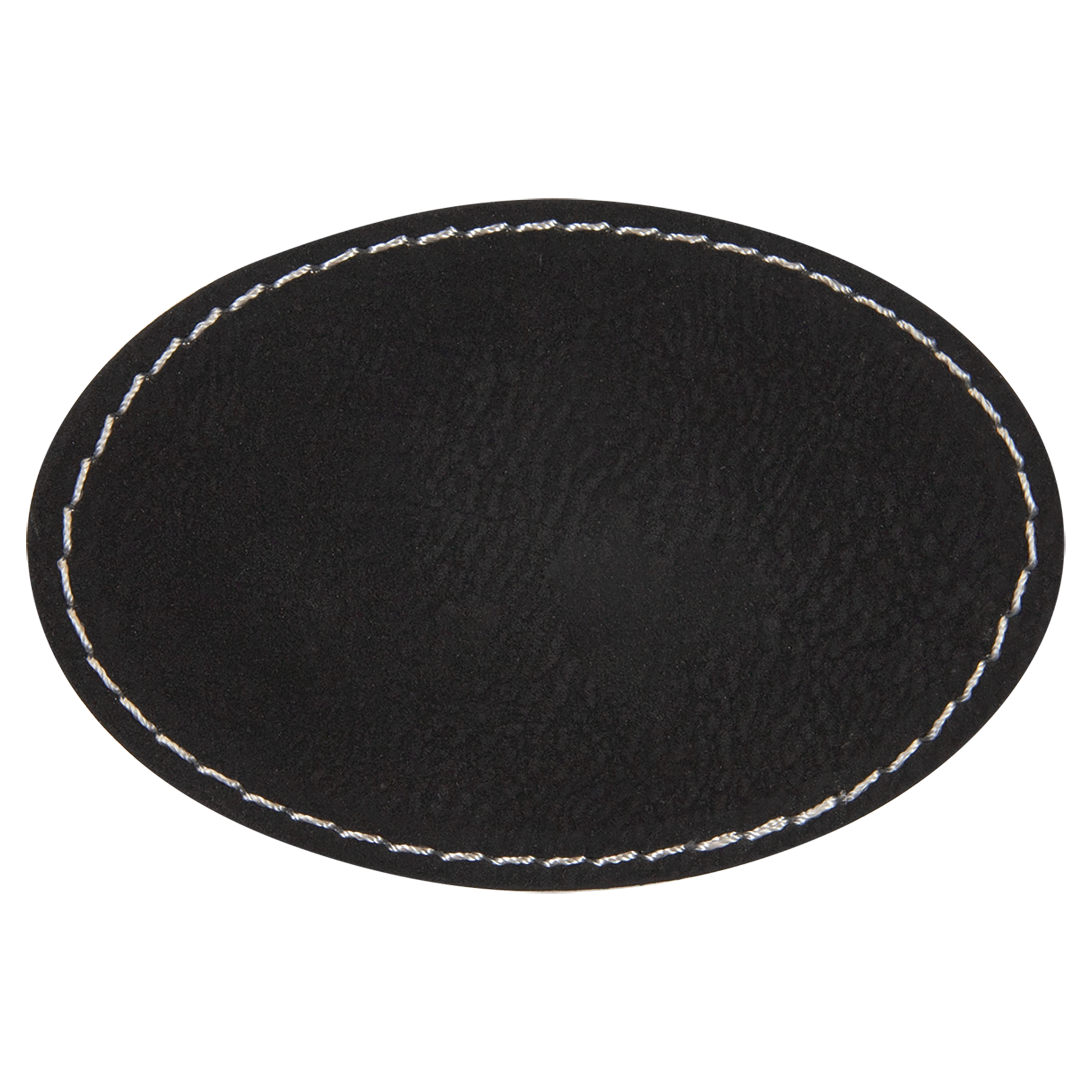 3" x 2" Black/Silver Oval Leatherette Patch with Adhesive – item PTH503 image 3