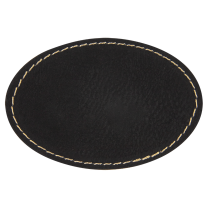 3" x 2" /Gold Oval Leatherette Patch with Adhesive – item PTH506 image 2